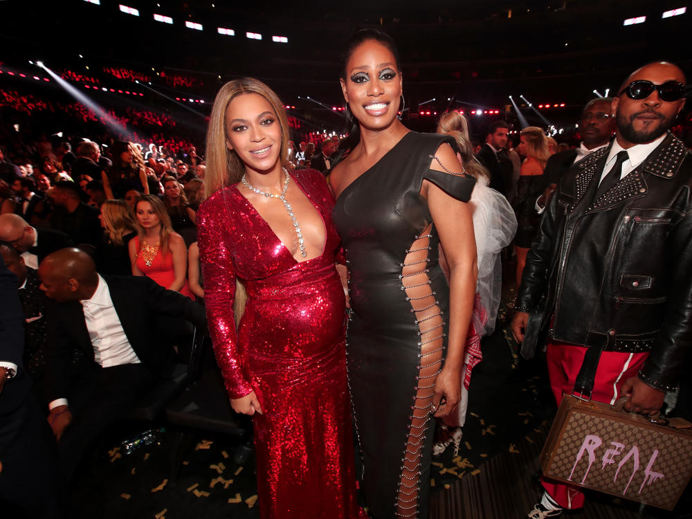 Beyoncé (left) and Laverne Cox (right) pose for a picture at the 2017 Grammy Awards. Many people, including Cox herself, were amused after she was mistaken for Beyoncé at a U.S. Open match on Sunday night
