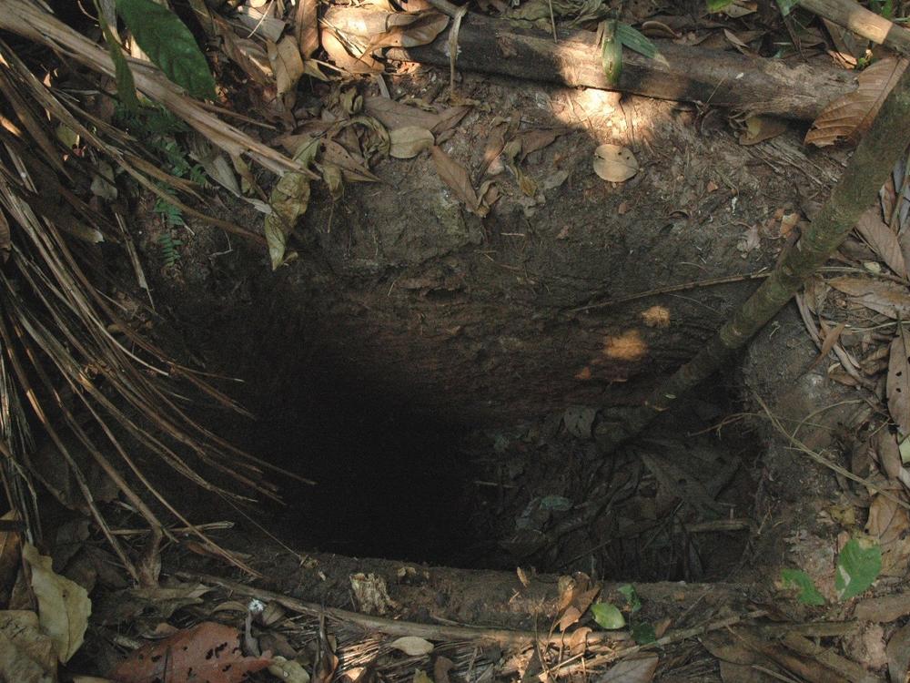 This is one of the holes the man dug inside of his huts. The trenches he would dig for hunting and protection earned him the nickname 