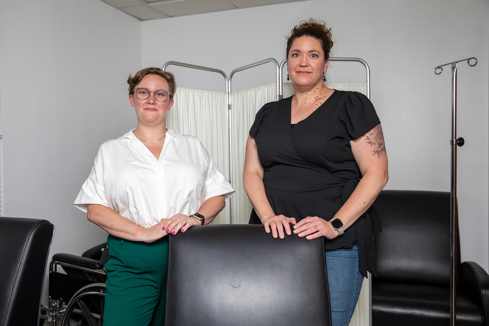 Morgan Nuzzo and Dr. Diane Horvath in what will be the clinic's recovery room. 