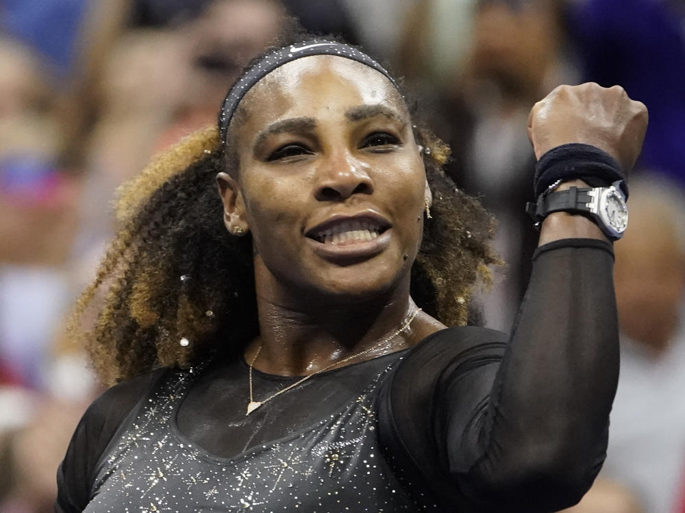 Serena Williams, of the United States, reacts after defeating Anett Kontaveit, of Estonia, during the second round of the U.S. Open tennis championships, Wednesday, Aug. 31, 2022, in New York.