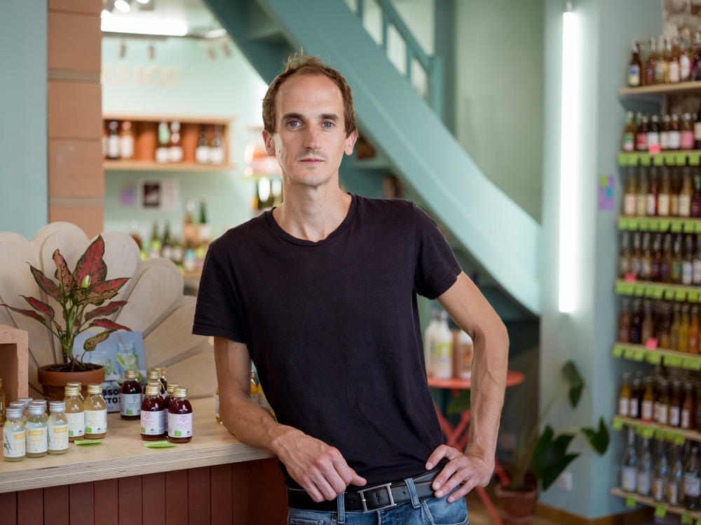 Augustin Laborde, owner of Le Paon Qui Boit, at his shop in Paris on Aug. 26.