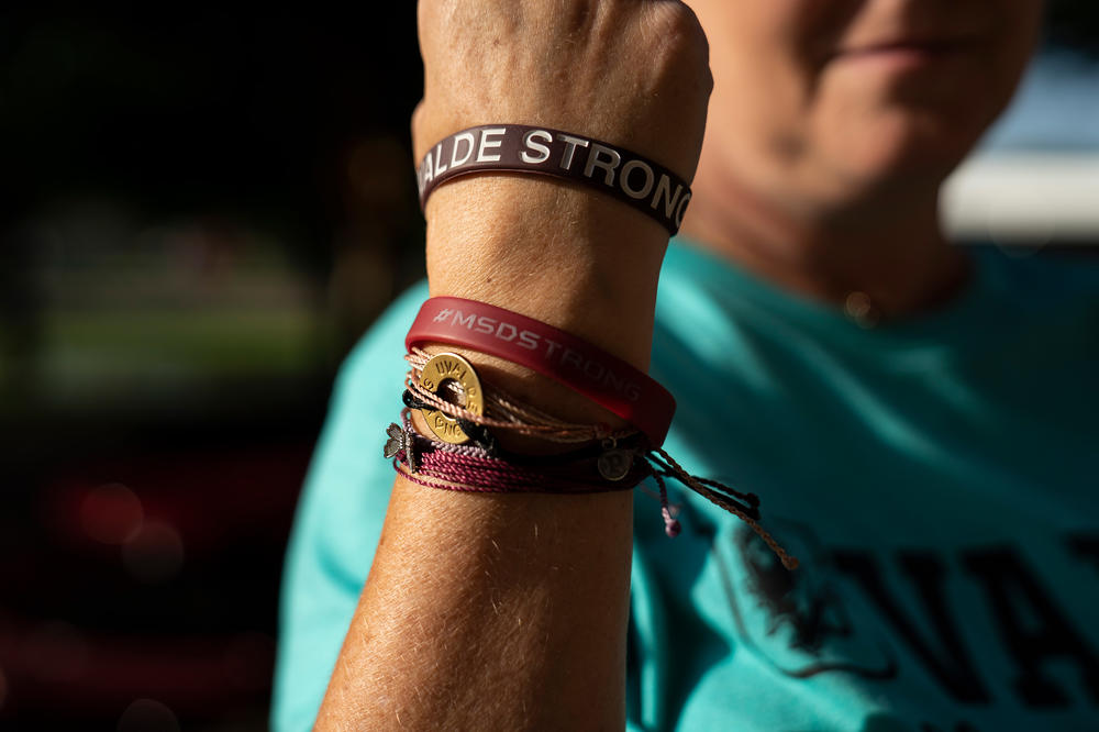 Ogburn shows her Uvalde Strong bracelets.