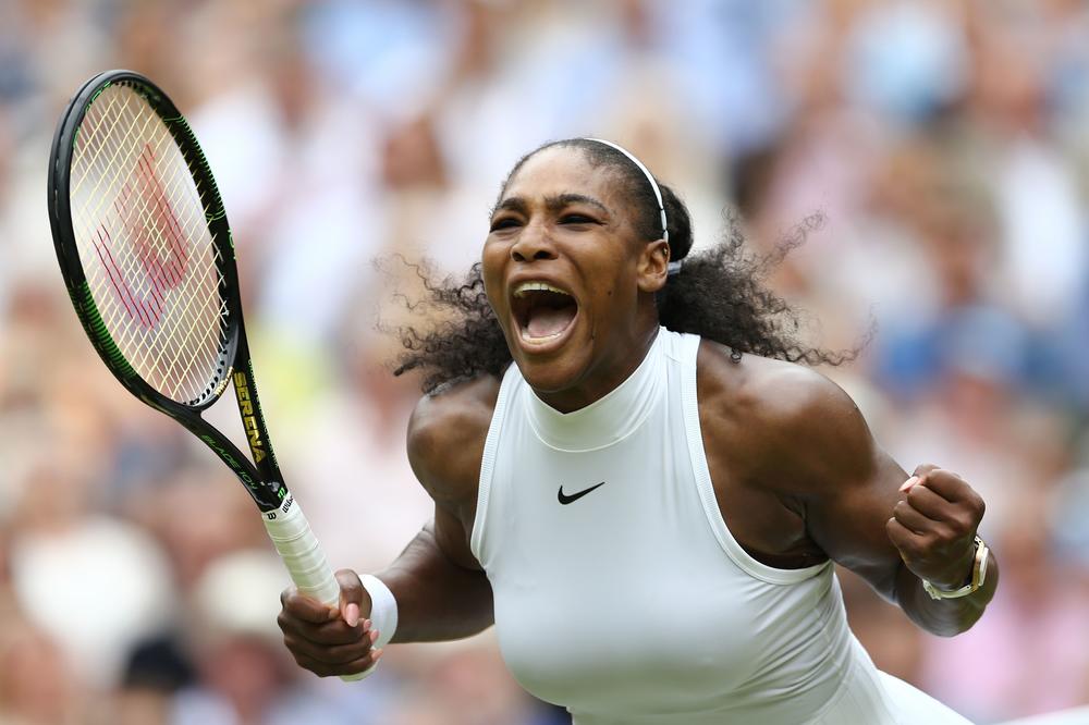 <strong>July 9, 2016:</strong> Serena Williams celebrates winning the first set against Angelique Kerber during the women's singles final on the thirteenth day of the 2016 Wimbledon Championships in London, United Kingdom.