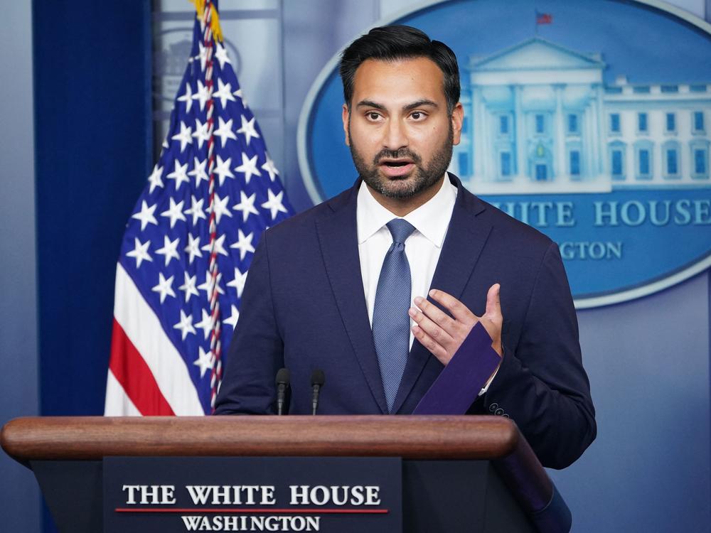 Ali Zaidi speaks to White House reporters during the daily briefing on Dec. 16, 2021.