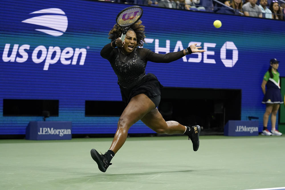 Serena Williams returns a shot to Ajla Tomljanovic during the third round of the U.S. Open tennis championships on Friday.