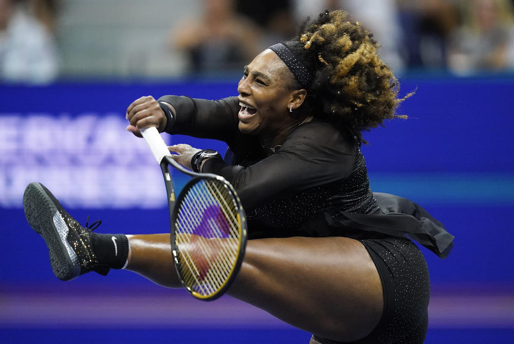 Serena Williams follows through on a shot to Ajla Tomljanovic during the third round of the U.S. Open tennis championships on Friday in New York.