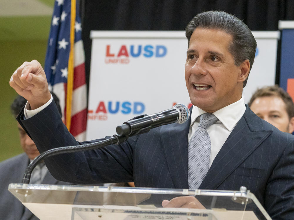 Alberto Carvalho, the superintendent of the Los Angeles Unified School District, comments on a cyberattack on the LAUSD information systems at a news conference on Tuesday, Sept. 6, 2022.
