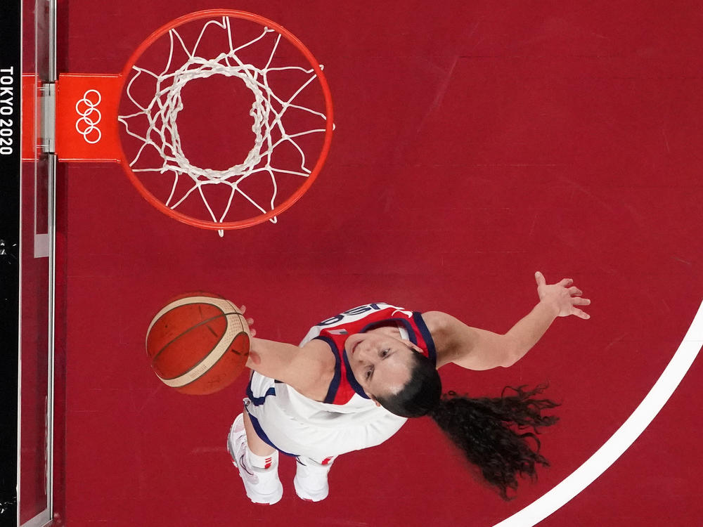Bird goes to the basket in the women's final between the U.S. and Japan during the Tokyo 2020 Olympic Games in August 2021.