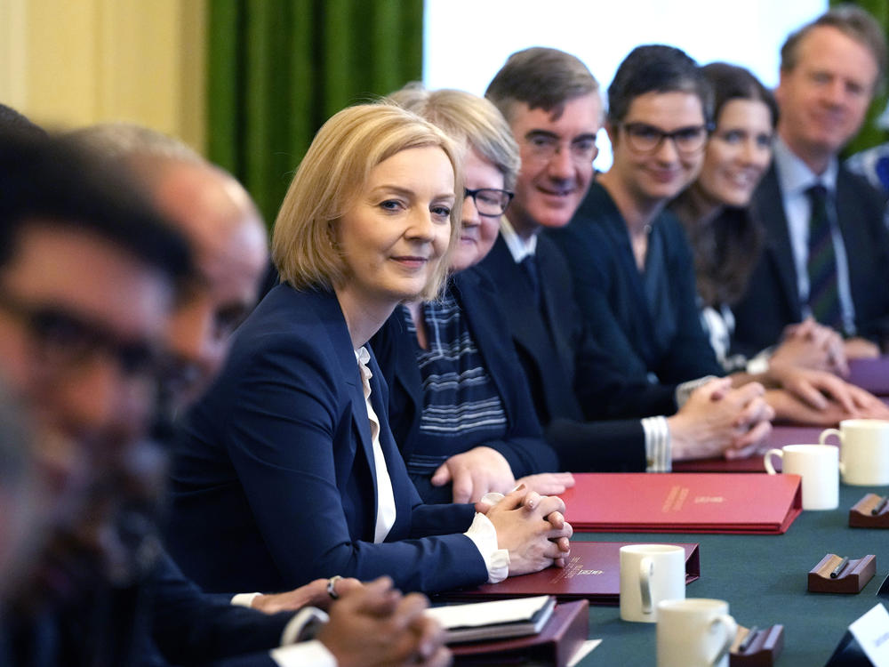 British Prime Minister Liz Truss holds her first Cabinet meeting after taking office at Downing St. on Sept. 7 in London.
