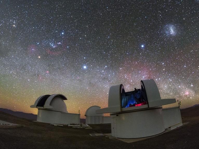 The telescopes of the SPECULOOS Southern Observatory in the Atacama Desert, Chile. The telescopes were used to confirm and characterize a new planet discovered by NASA, which led to the discovery of another nearby planet.