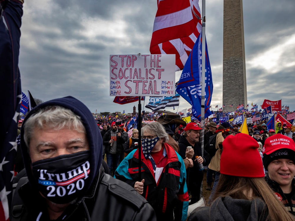 Pro-Trump protesters gather in front of the U.S. Capitol on Jan. 6, 2021.