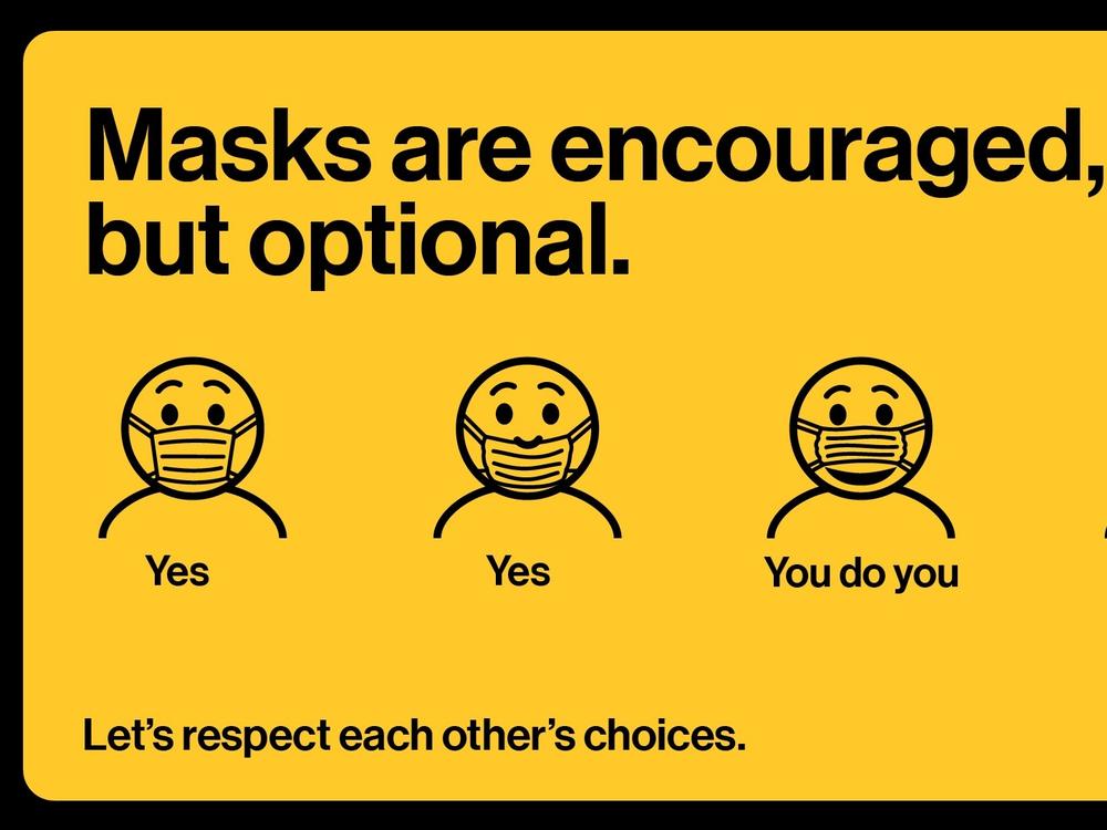 Critics say the Metropolitan Transportation Authority's signs explaining New York's new mask-optional policy for transit riders undermines earlier messages and puts people at risk.