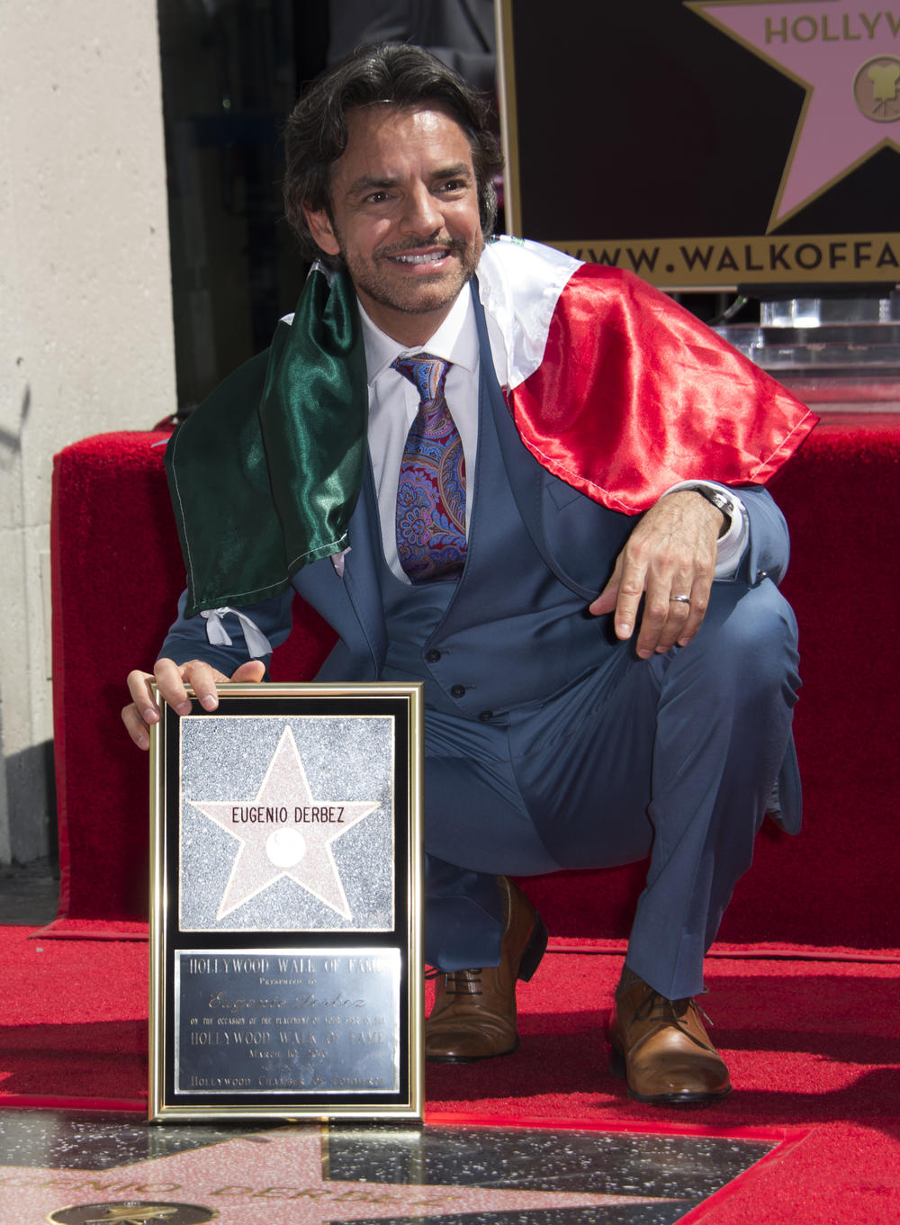 Actor Eugenio Derbez at his star on the Hollywood Walk of Fame.