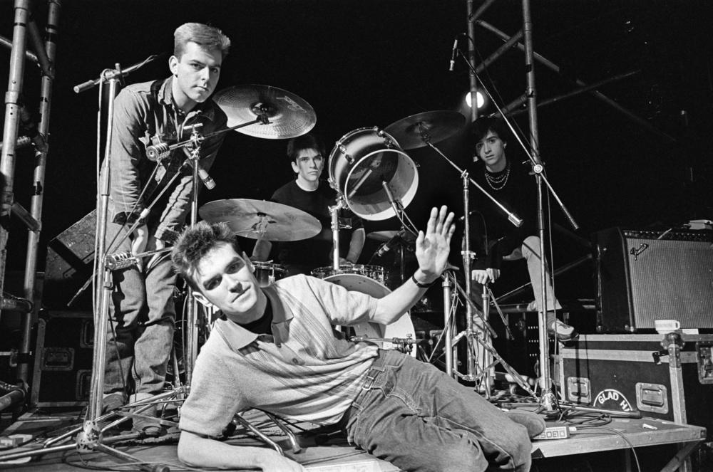 English rock band The Smiths in March 1984. From left: bassist Andy Rourke, lead singer and songwriter Morrissey (center), drummer Mike Joyce and guitarist and songwriter Johnny Marr.