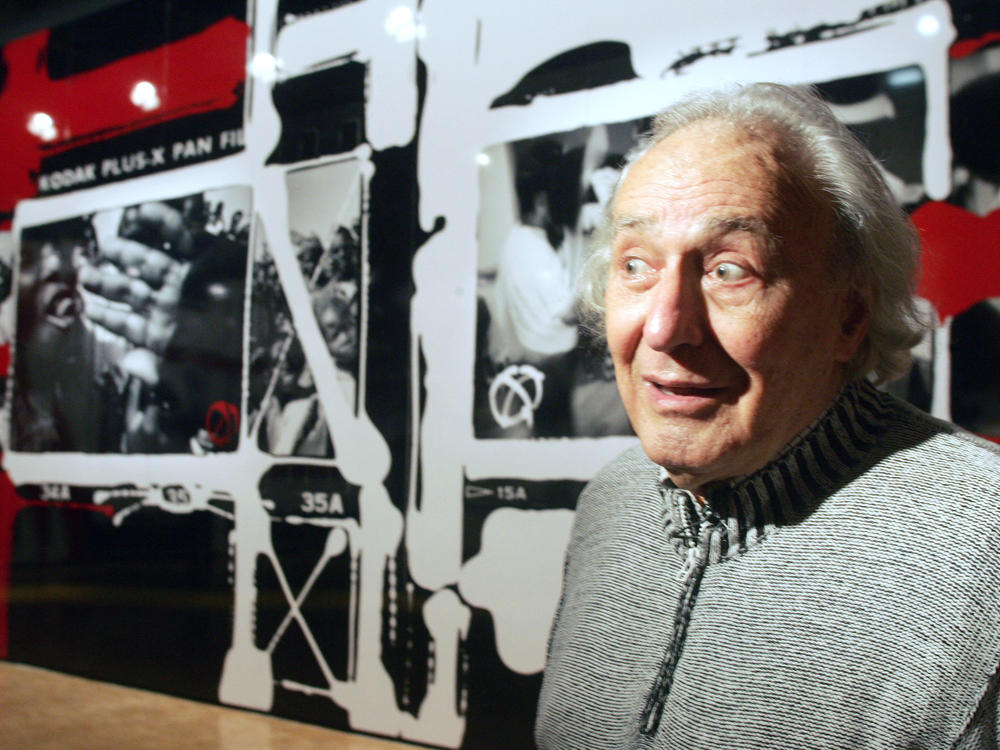 Photographer, filmmaker, painter and graphic designer William Klein at a press event in Paris in 2005. Klein died Saturday at age 96.