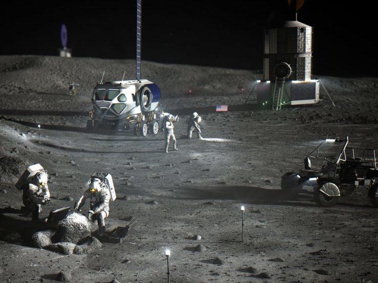 An illustration of what a base camp on the moon's surface could look like. Astronauts could find themselves living on the moon for up to two months, according to NASA.
