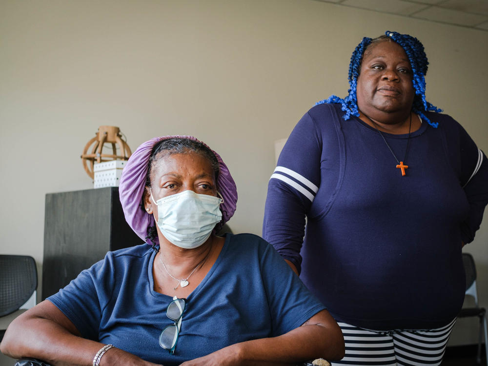 Margaret Davis (left) and Delisa Williams (right) became acquainted when they moved into the Salvation Army Center of Hope shelter, just outside Charlotte, N.C. Both women receive federal benefits, but the monthly amounts aren't high enough for them to be able to rent an apartment.