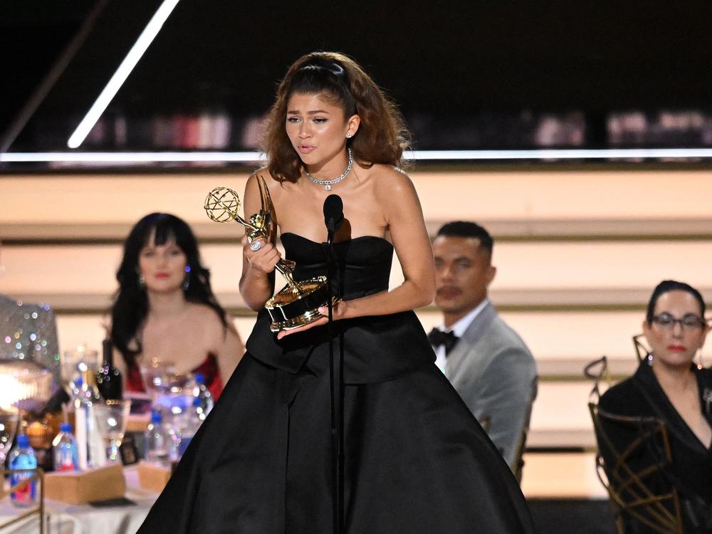 Zendaya accepts the award for Outstanding Lead Actress In A Drama Series for <em>Euphoria</em> onstage during the 74th Emmy Awards.