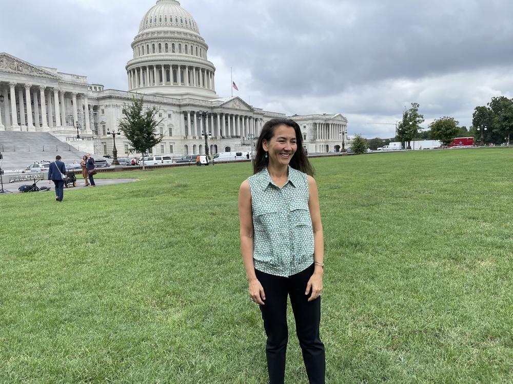 Mary Peltola did media interviews Monday in front of the U.S. Capitol. An aide says they're receiving more than 100 media requests a day.