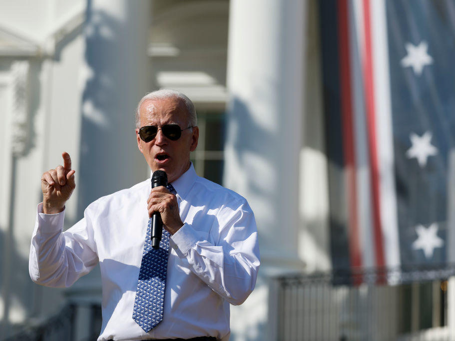 President Biden speaks during an event Tuesday celebrating the passage of the Inflation Reduction Act on the South Lawn of the White House. The new law gives Medicare the power to negotiate drug prices.