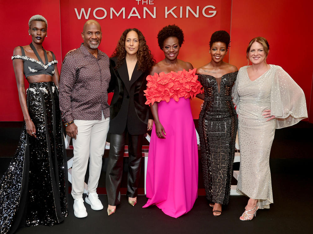 (L-R) Sheila Atim, Julius Tennon, Gina Prince-Bythewood, Viola Davis, Thuso Mbedu and Cathy Schulman in Toronto.