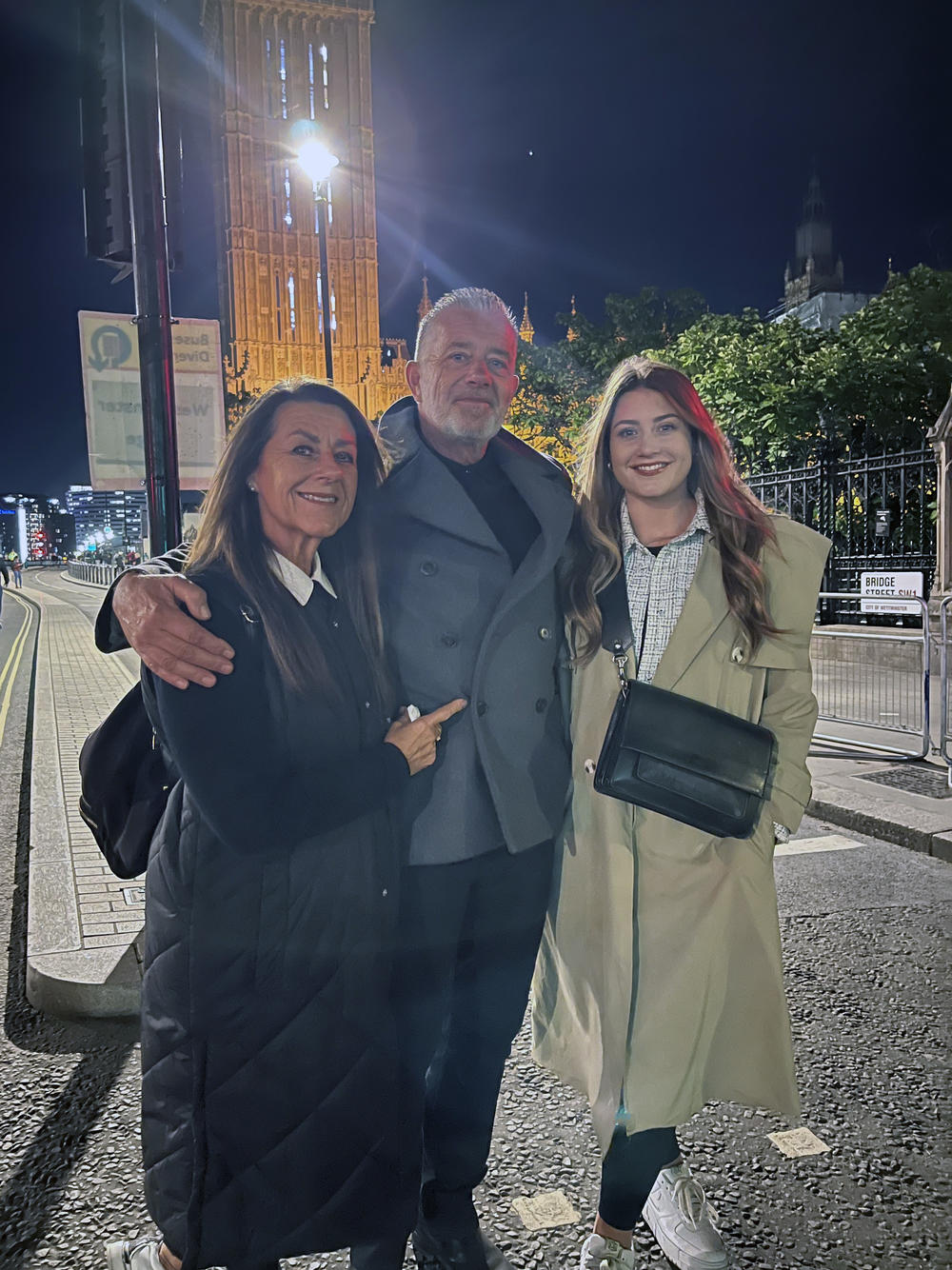 After exiting Westminster Hall, Debbie, Stephen and Ashleigh Harvey (L to R) said they were headed to the pub to toast the queen.