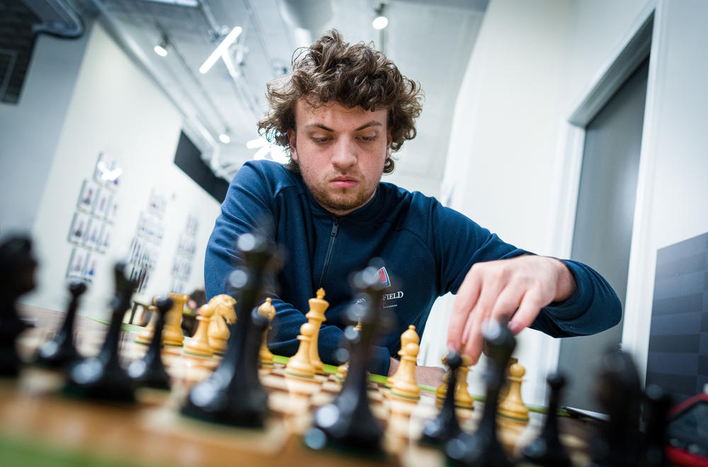 Hans Niemann, seen here, defeated world champion Magnus Carlsen at the Sinquefield Cup in St. Louis, but questions about cheating then arose.