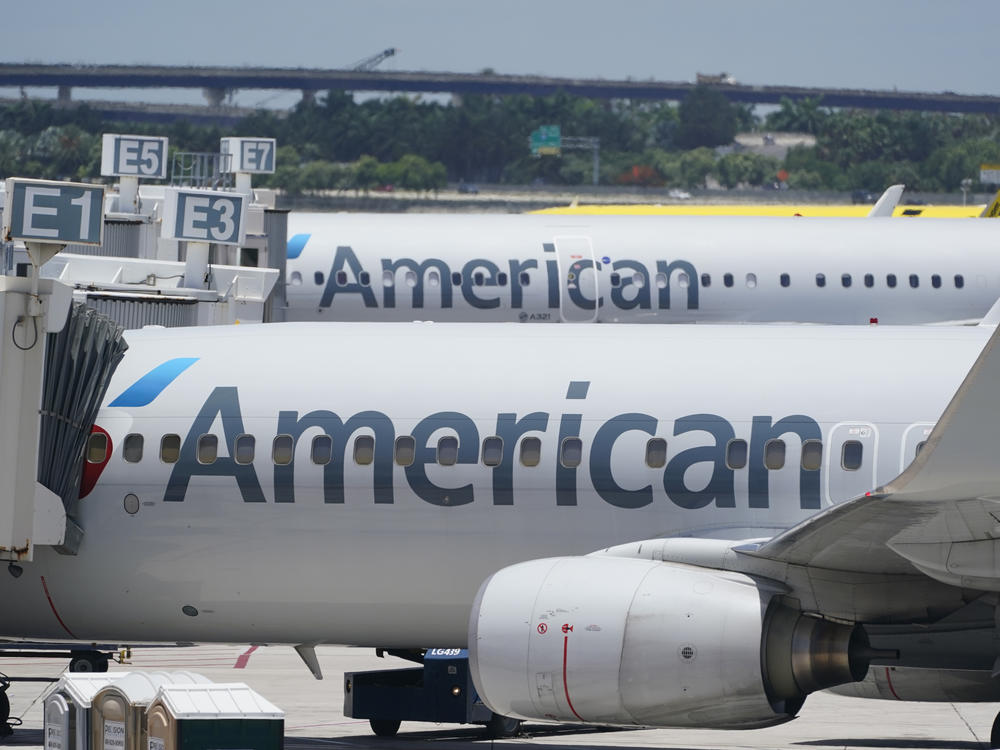 Two American Airlines Boeing 737s are shown at the Fort Lauderdale-Hollywood International Airport in Fort Lauderdale, Fla., in 2022. Hackers gained access to personal information of some customers and employees at American Airlines.