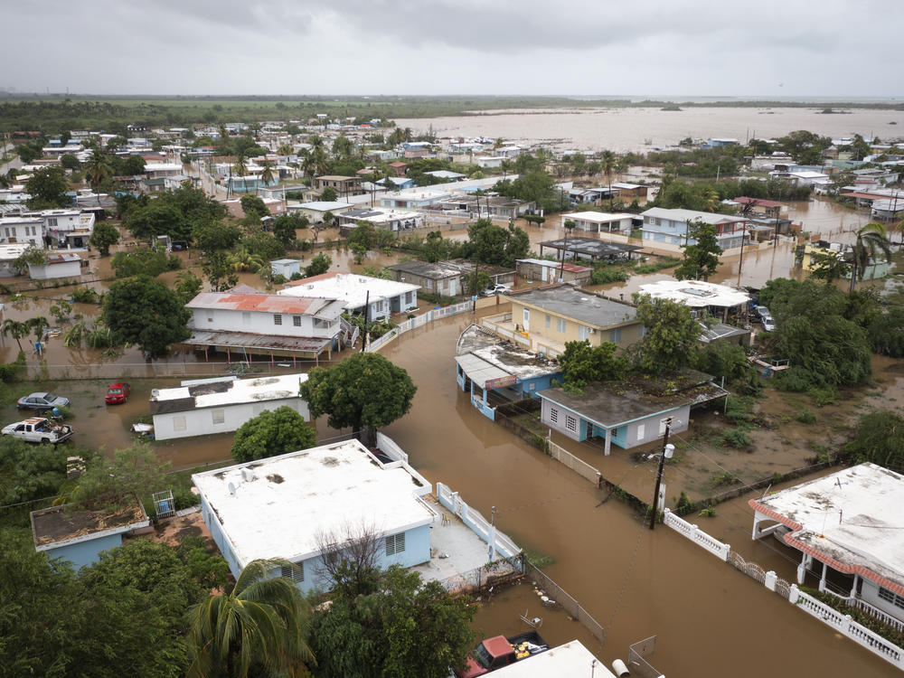 Playa Salinas is flooded after the passing of Hurricane Fiona in Salinas, Puerto Rico, on Monday.