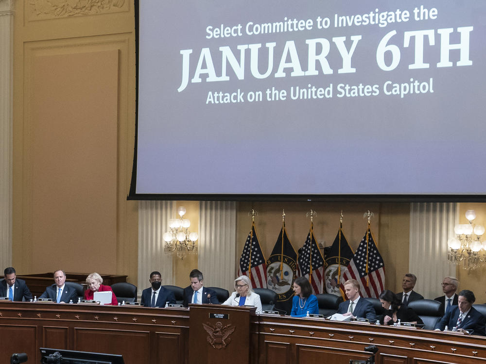 The House Select Committee to Investigate the January 6th Attack on the U.S. Capitol is seen during a public session in July. The panel has scheduled another hearing for next week.