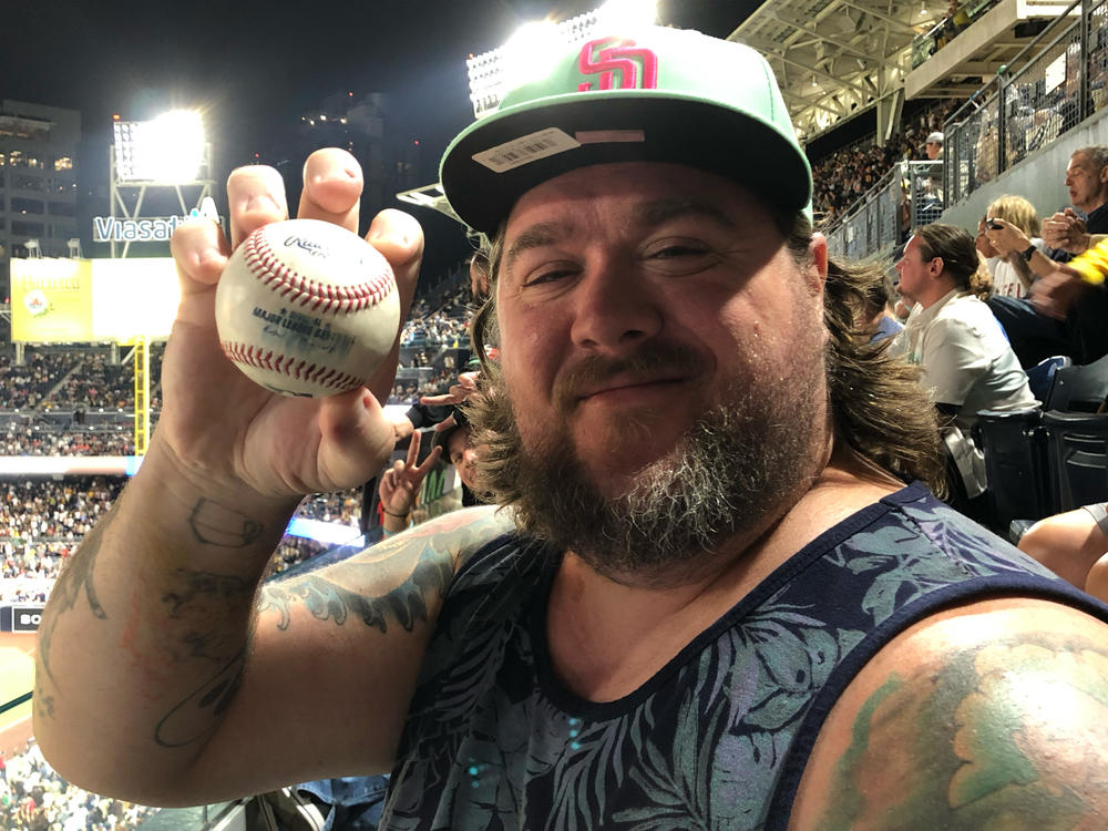 San Diego resident Chris Wooldridge hadn't been to a Major League Baseball game in 15 years. But he picked a good one to see. He caught an Albert Pujols foul ball.