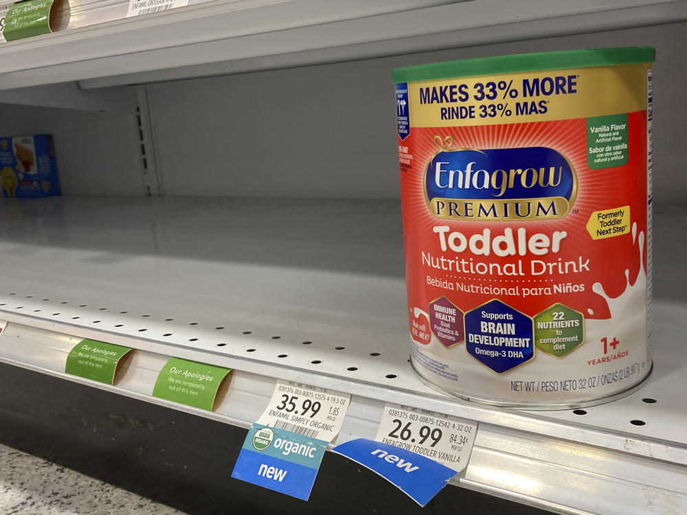 A photo from June 17 shows empty formula shelves at a supermarket in Florida. An internal review found several factors contributed to the national baby formula shortage, but no one person or agency was listed as at fault.