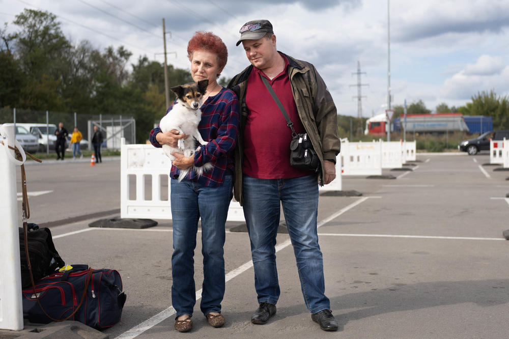 Viktoria and Anatoli Yermoleny left Melitopol with their dog on Thursday after hearing about the referendums.