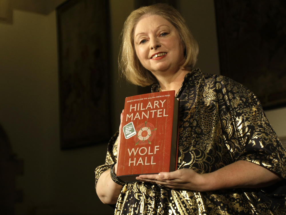 Hilary Mantel with her book, 