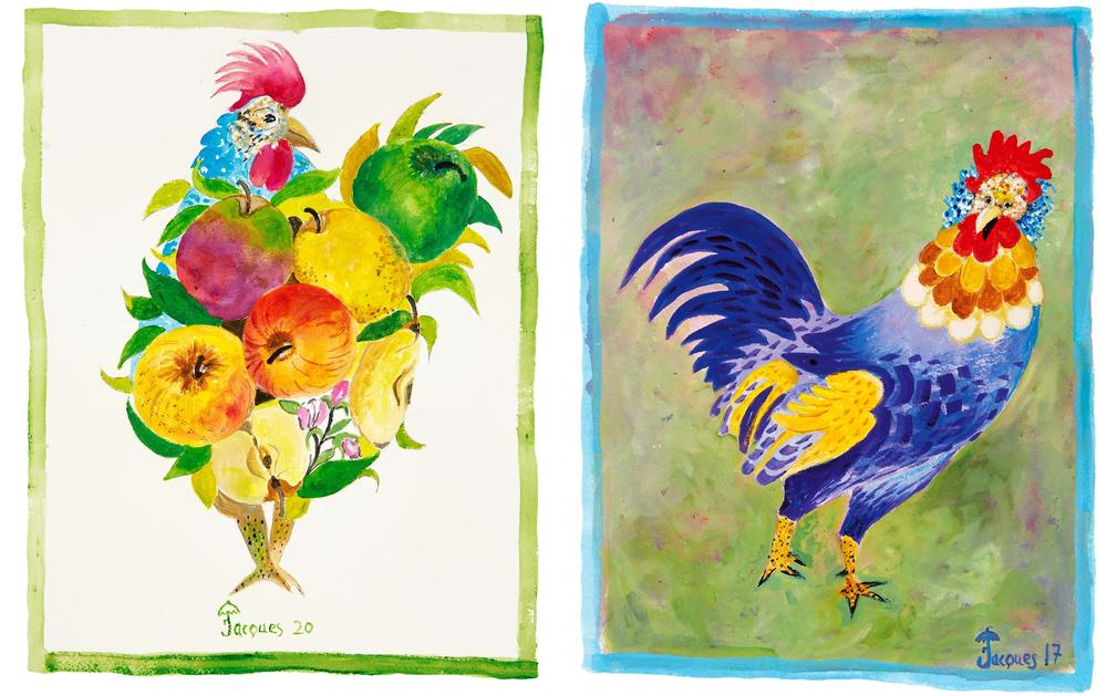 Jacques Pépin's watercolor chicken paintings are part of his new book <em>Art of the Chicken.</em>