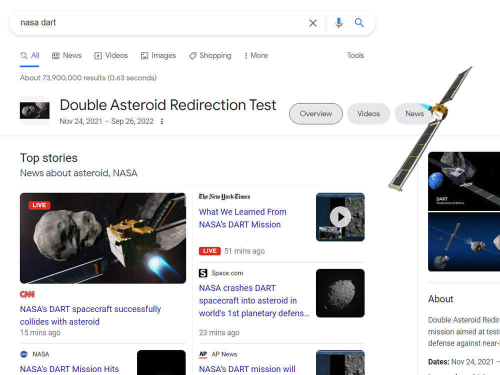 Google's new animation shows a spacecraft knocking your screen off-kilter.