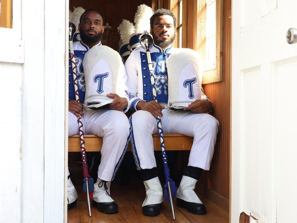 Two members of Tennessee State University's Aristocrat of Bands — Marro Briggs, left, and Curtis Olawumi.