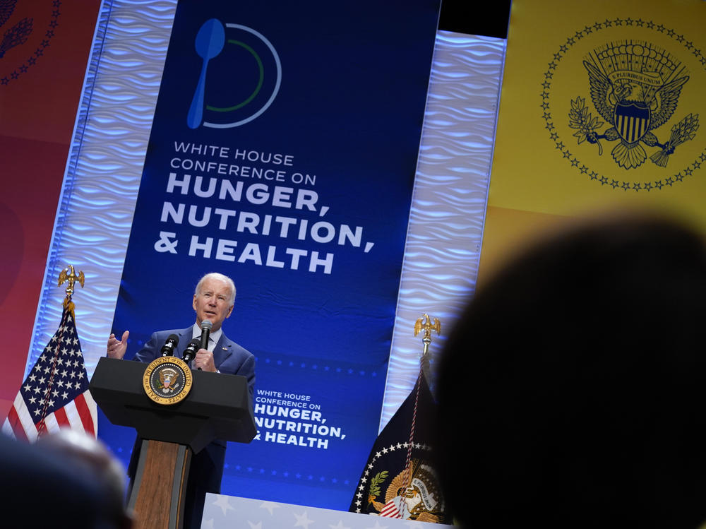 President Joe Biden speaks during the White House Conference on Hunger, Nutrition, and Health, at the Ronald Reagan Building in Washington, D.C., on Sept. 28, 2022.