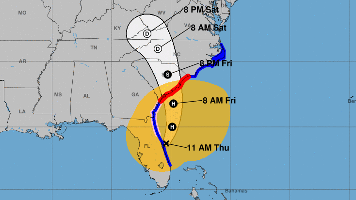 Tropical Storm Ian is predicted to strengthen into a hurricane once again as it moves over the Atlantic Ocean, before making a new landfall in South Carolina on Friday.
