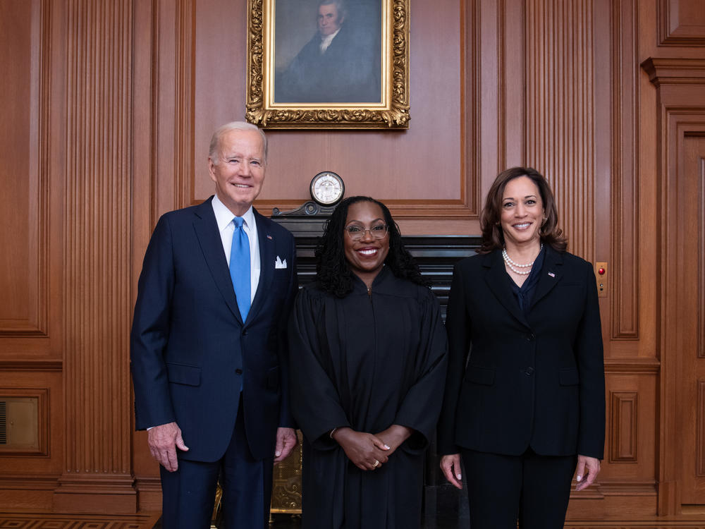 The Supreme Court held a special sitting on September 30, 2022, for the formal investiture ceremony of Associate Justice Ketanji Brown Jackson. President Biden, First Lady Jill Biden, Vice President Harris, and Second Gentleman Douglas Emhoff attended as guests of the court.