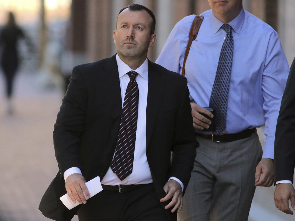 eBay former Senior Director of Safety and Security James Baugh arrives for his sentencing in a cyber stalking case at Moakley Federal Court on Thursday, Sept. 29, 2022, in Boston.