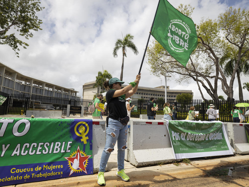 Abortion-rights protesters demonstrate in San Juan, Puerto Rico, in July.