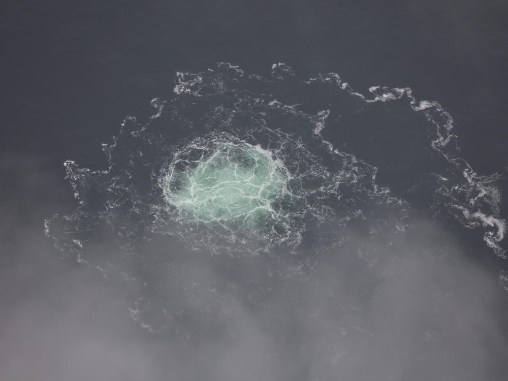 This is one of several leaks in the Nord Stream pipelines running between Russia and Germany. Methane from the leaks could have a powerful warming effect on the Earth's atmosphere.