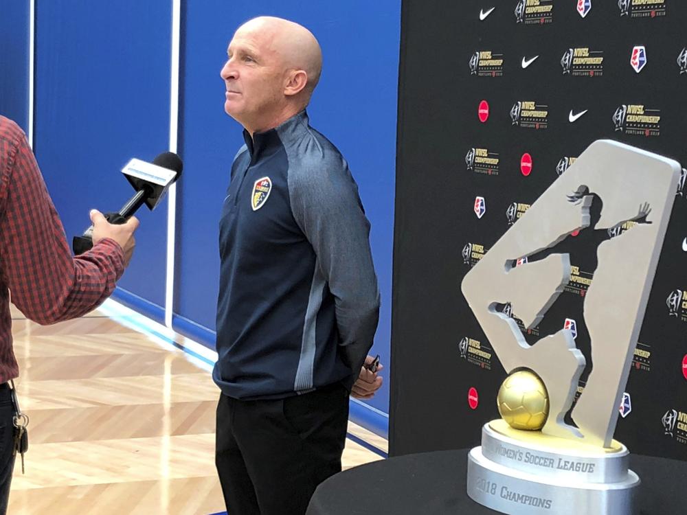 North Carolina Courage coach Paul Riley is pictured in 2018. An independent investigation  found emotional abuse and sexual misconduct were systemic in the National Women's Soccer League. Players Sinead Farrelly and Mana Shim came forward with allegations of harassment and sexual coercion dating back a decade involving former coach Paul Riley.
