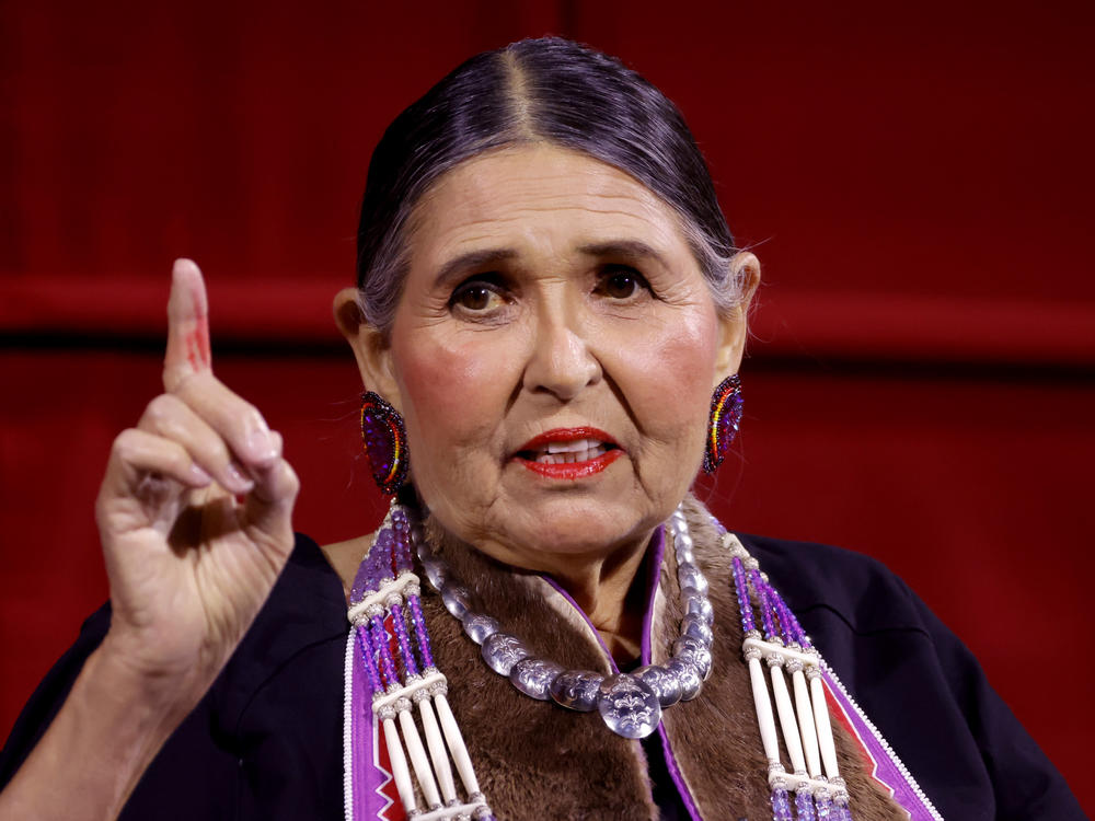 Sacheen Littlefeather on stage at AMPAS Presents An Evening with Sacheen Littlefeather at Academy Museum of Motion Pictures on Sept. 17, 2022 in Los Angeles.