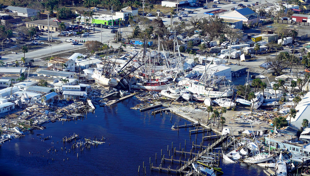 Boats are piled off on the marina of Fisherman's Wharf.