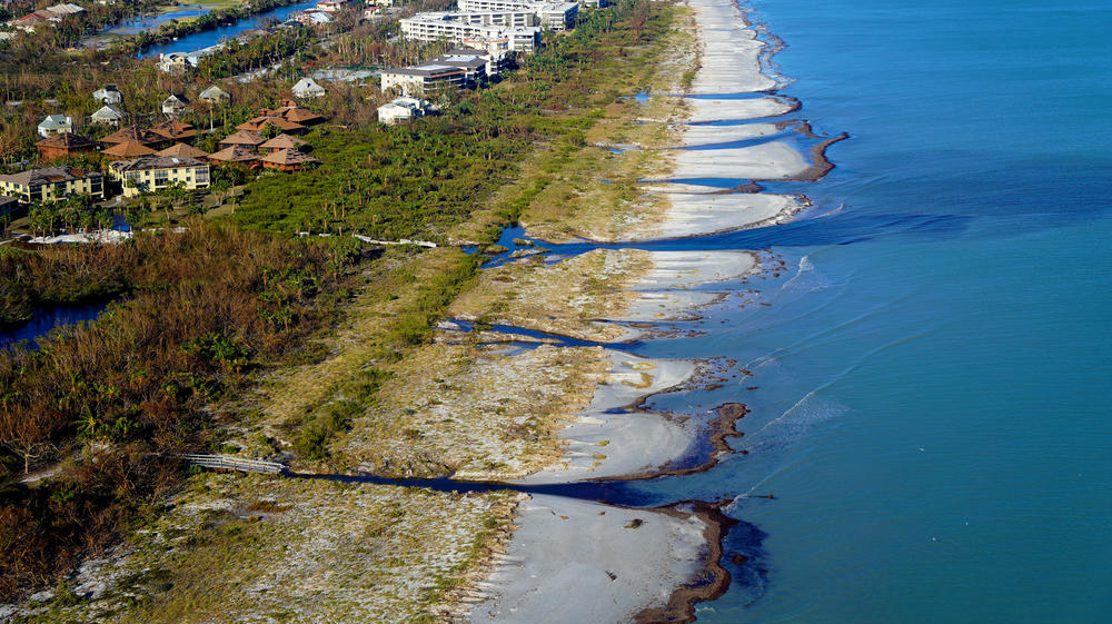 Sanibel beaches eroded as storm surge cut inlets into the island. It's unknown what happened to nesting turtles.