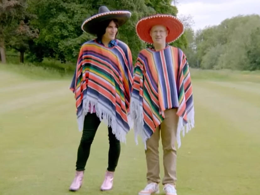 <em>The Great British Bake Off</em> hosts Noel Fielding and Matt Lucas opening the 