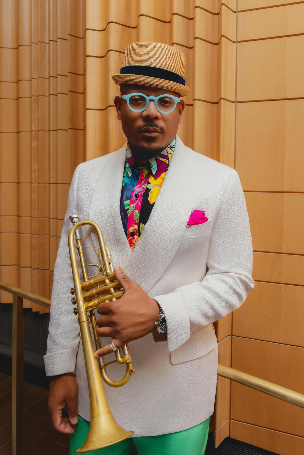 Composer and trumpeter Etienne Charles, whose <em>San Juan Hill: A New York Story</em> inaugurates the newly renovated David Geffen Hall.
