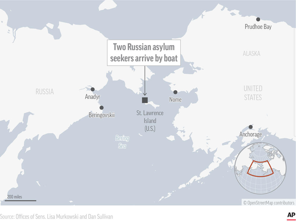 A pair of Russians have turned up on a remote Alaska island in the Bering Sea, reportedly fleeing compulsory military service.